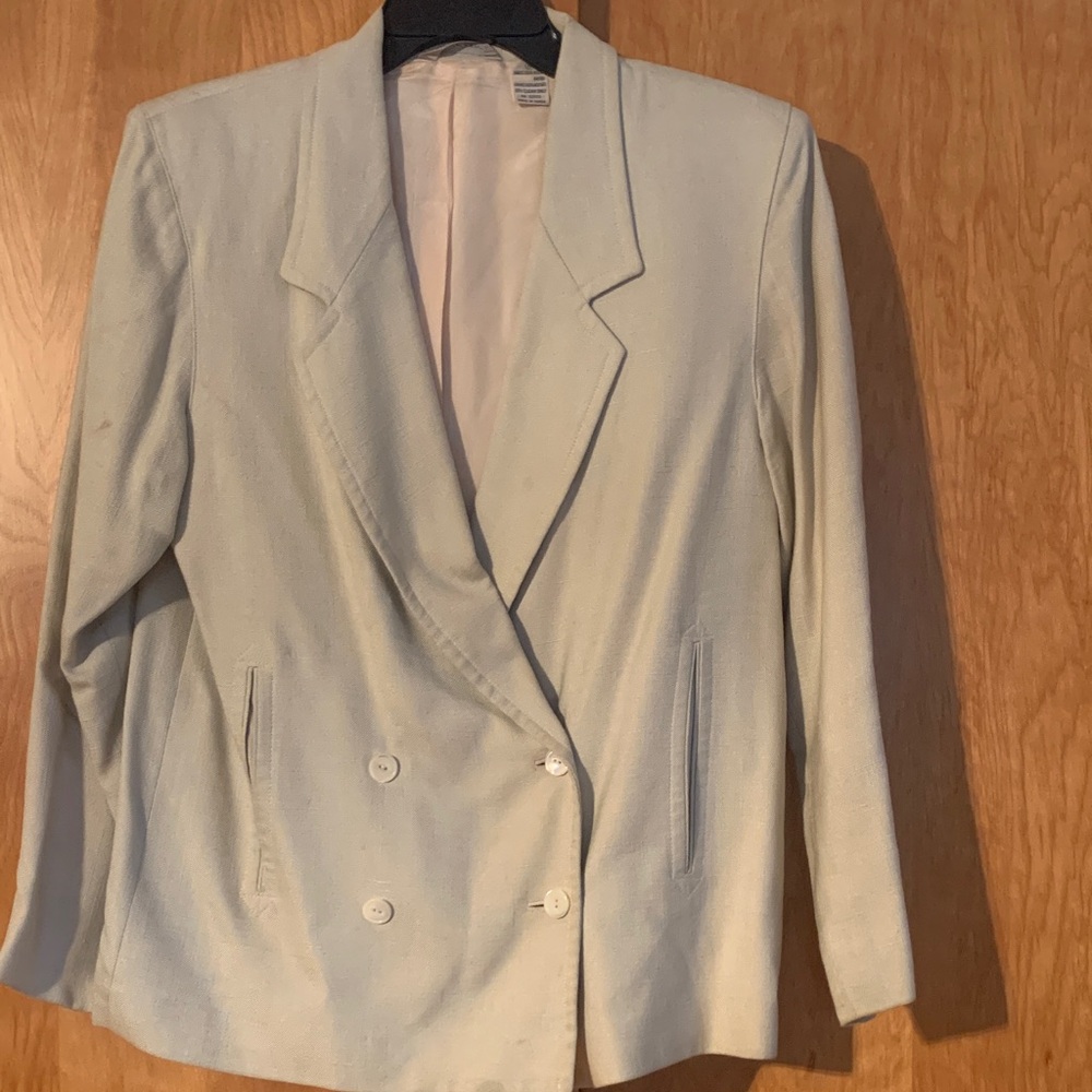 Vintage 80s Liz Claiborne Women's Flax Double-Breasted Blazer Sz 8
